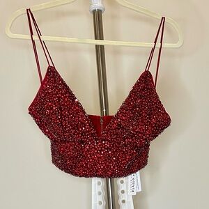 Alice + Olivia: Carli Crystal Bra Top in Bordeaux